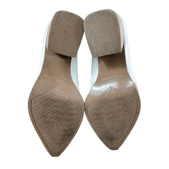 Marc Fisher Women's Matter Block Heel Booties Sz 7.5 M White Leather Pointy Toe - Picture 8 of 10